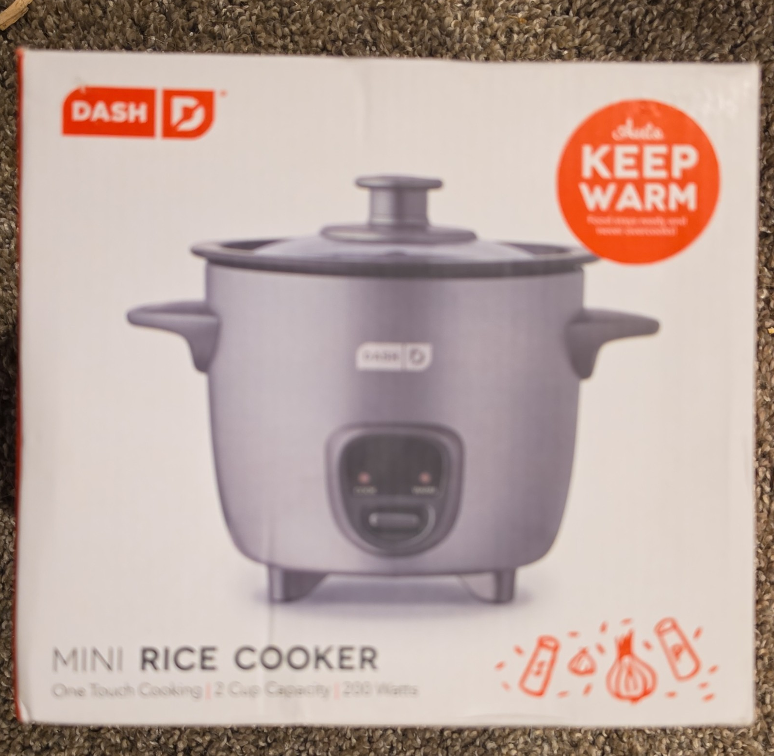Dash Mini 2-Cup Rice Cooker Gray Nonstick
