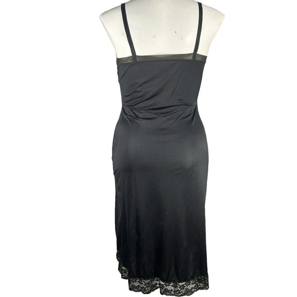 Adonna NEGRO Deslizamiento Completo 38 Alto Encaje Peakaboo Correa Ajustable NYLON EE. UU. De Colección Años 60 EXLT Foto 4 de 4