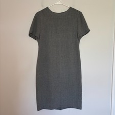 TALBOTS Gray Sheath Dress Womens 6 Lined Short Sleeve Knee length Capsule Career