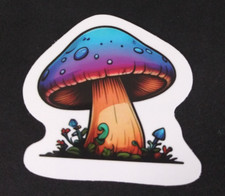 Bright Colorful Retro Psychedelic Mushroom Sticker 2" x 2.18" K 