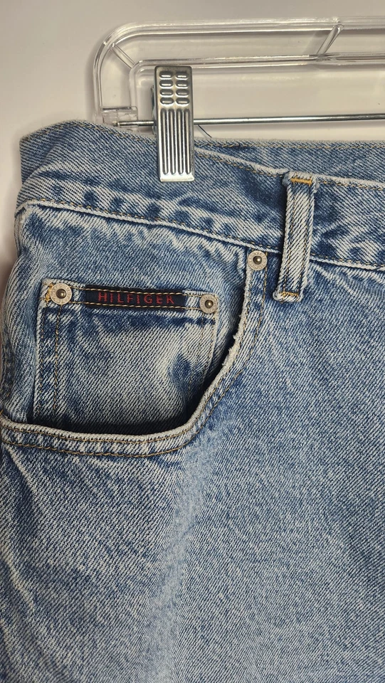 Pantalones Cortos Tommy Hilfiger Vintage Jeans Para Hombre 34 Denim Lavado Claro Carpintero Martillo Foto 3 de 4
