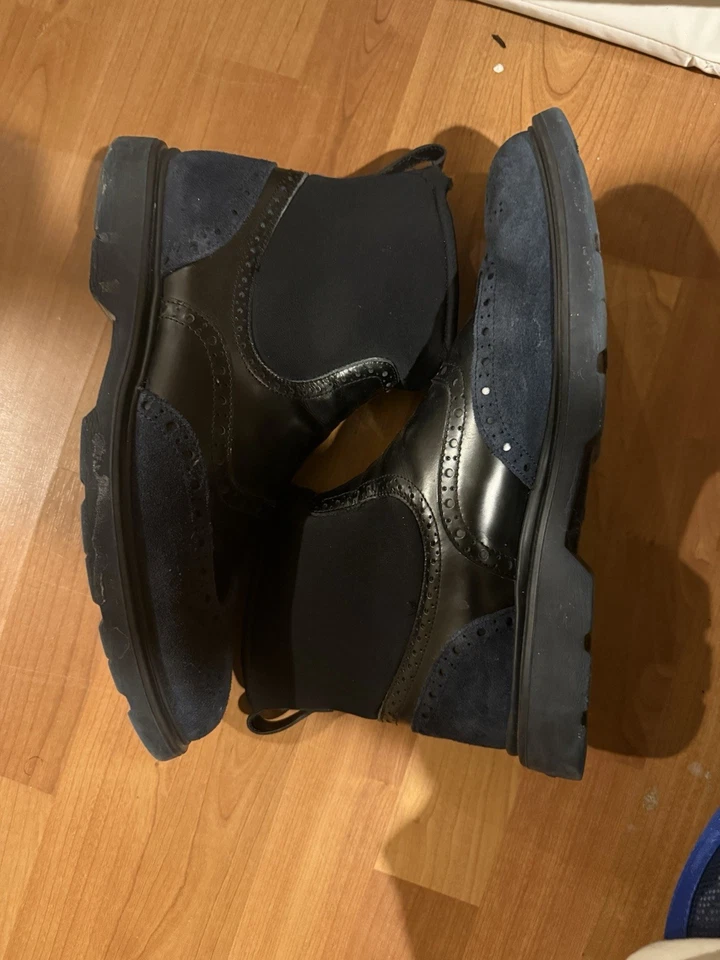 HOGAN Men’s Chelsea Ankle Leather Boots Brogue Black - Image 4 of 4