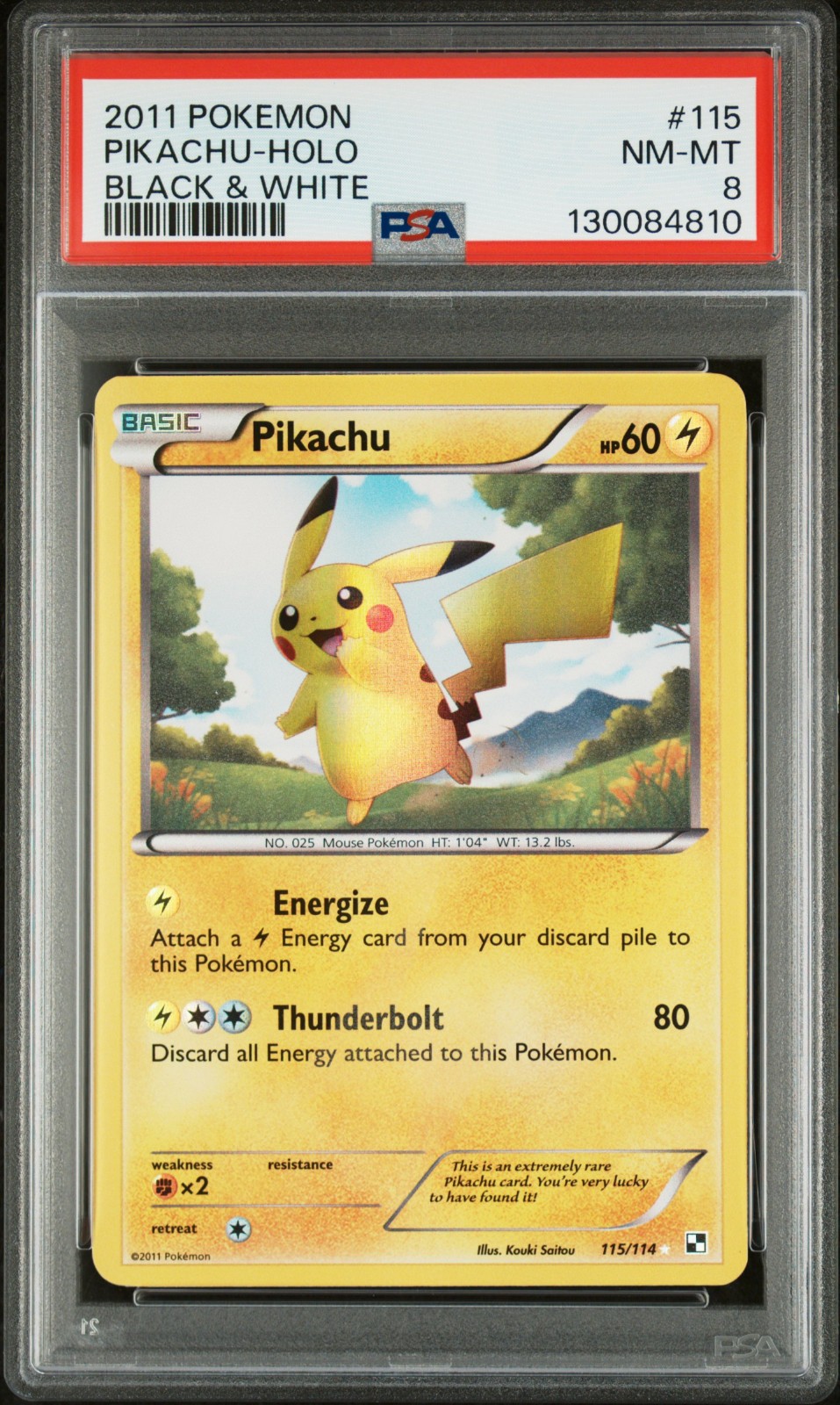 2011 POKEMON BLACK & WHITE PIKACHU #115 SECRET RARE PSA 8 NEAR MINT #130084810