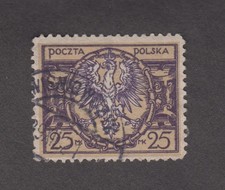 Poland 1921. Coat of Arms. Eagle on a Large Baroque Shield. 25 mp. Sc# 1...