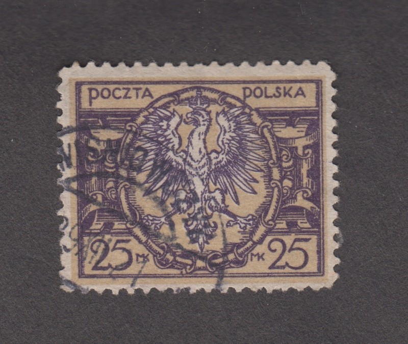 Poland 1921. Coat of Arms. Eagle on a Large Baroque Shield. 25 mp. Sc# 163. Used