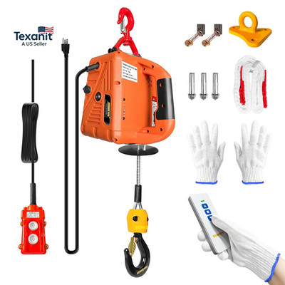 Power Electric Portable Hoist Winch 1500LBS, 3 in 1 Electric Cable Hoist 110V 25