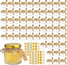 Mini Hexagon Glass Honey Jars Bulk with Dippers Charms for Party