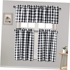 3 Piece Semi Sheer Kitchen Curtains Light 29"W x 36"L Pack of 3 Black