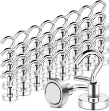 32 Pack Magnetic Hooks Heavy Duty, 25 lbs Strong Magnet Hooks - Multipurpose