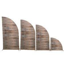4 Brown Wood Print Fitted Spandex Half Moon Arch Backdrop Stand Covers Party