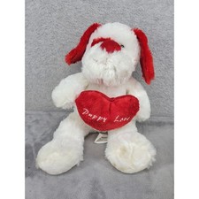 Dan Dee Puppy Love Plush Dog White Red Heart Valentine Stuffed Animal 9 Inch