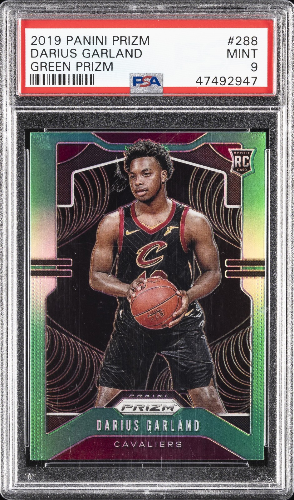 2019 PANINI PRIZM GREEN PRIZM #288 DARIUS GARLAND PSA 9