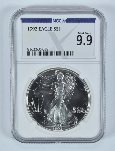 1992 American Silver Eagle Mint State 9.9 NGC X NGCX *3457