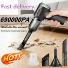 Black690000Pa Wireless Car Vacuum Quick Charge Wet Dry Cordless Handheld Cleaner