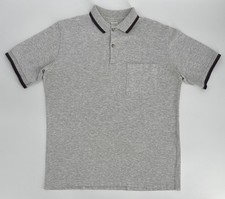 Vintage Angelica Uniform Polo Shirt Mens Large Grey Blank Made In USA Logo 90s