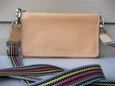 Consuela Diego Uptown Small Tan Brown Leather Crossbody Bag Organizer Excellent