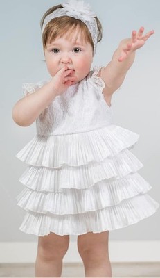Taufkleid Gr. 56 62 (0-3 M) Babykleid  Kleid  Stirnband Fotoshooting Taufe Party