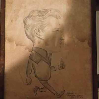 Hector Montero Original Signed Caricature Drawing, 1963 Monterrey, Pencil