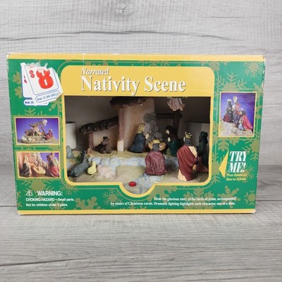 Gemmy Nativity Narrated Light Up Holiday Musical Christmas Talking Scene NIB