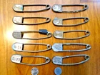 (10) WW2  Military Key Tag Laundry Wash Bag Metal Safety Pin Clip