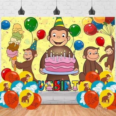 George of Curious Party Decorations Banner Backdrop - Cartoon Monkey Themed B...
