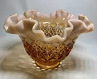 Fenton Old Virginia Glass Vase Compote Dish In Amber
