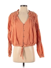 Love, Whit by Whitney Port Women Orange Sand Stone Peasant Top S
