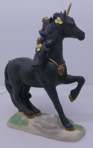 1994 PRINCETON GALLERY LOVE'S MAGIC BLACK BISQUE UNICORN FIGURINE w CERTIFICATE - Picture 5 of 10