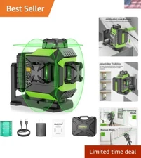 Huepar 3D Laser Level - 360° Green Lines with Magnetic Mount & Extended Range