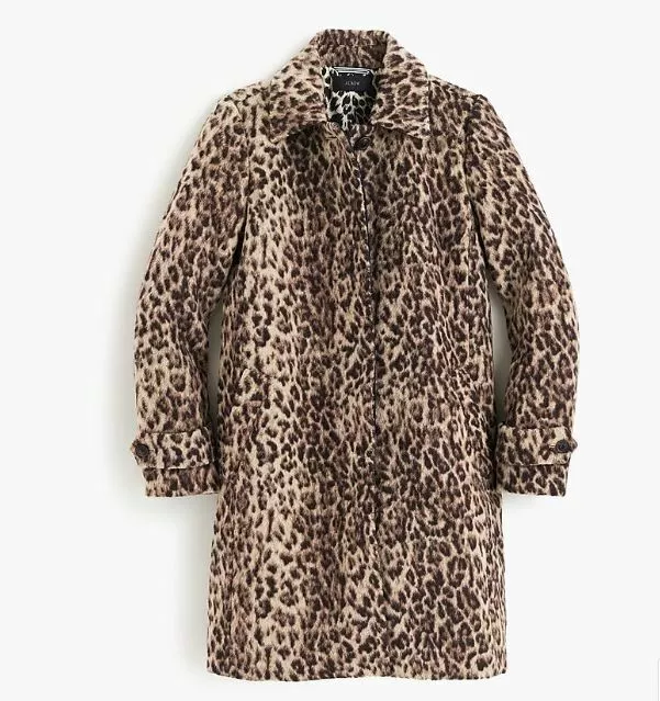 J crew snow leopard coat hotsell