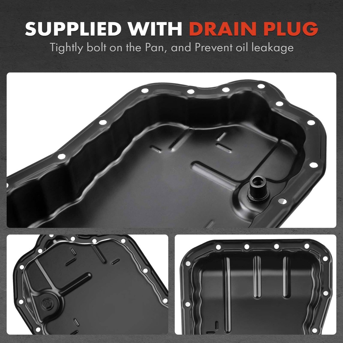 Transmission Pan A-Premium Transmission Oil Pan With Drain Plug Compatible 827799