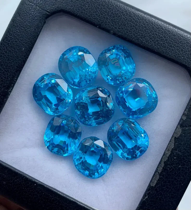 Swiss Blue Quartz Faceted Cut Gemstone, Cushion Swiss Blue Quartz, Loose Quartz - Image 2 of 4