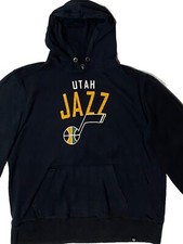 Vintage Utah JAZZ Hoodie ’47 Official Hooded Navy Blue Sweatshirt Mens Size XL