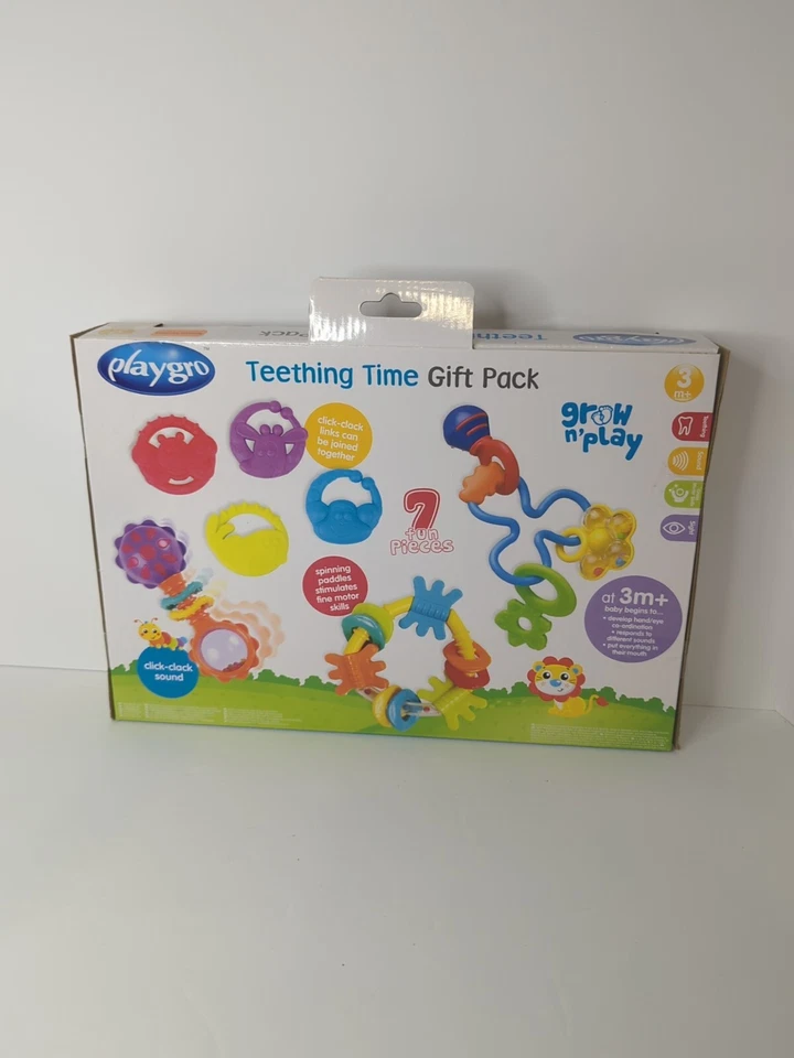 Playgro Teething Time Paquete de Regalo 7 Piezas para Bebé NUEVO 3+ Meses Foto 2 de 2