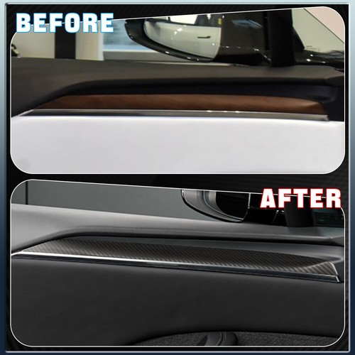 6pcs Real Carbon Fiber Inner Door Panel Trim Cover Fit For Tesla Model S 2021+ - Foto 7 di 8