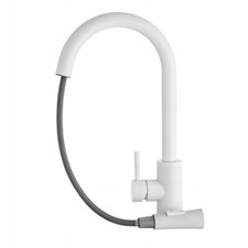 Kitchen White Tap Single Lever Mixer Sink Brass Tap Deck Mounted 2 Water Jet UK