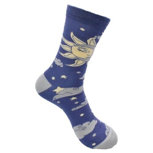 BLUE SUN & CLOUDS BAMBOO SOCKS fair trade women's one size 3 to 7 - Picture 1 of 3