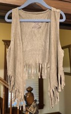 Faded Glory Girls Western Cowboy Dress Up Halloween Cowgirl Costume Vest Suede 6