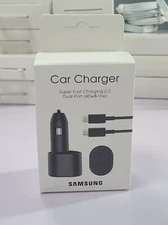 Original New Samsung 45W 2 Ports Super Fast Charging Dual Car Charger with Cable