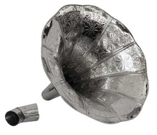 Corno grammofono imbuto argento in stile antico grammofono (C)