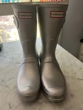 HUNTER Womens Size 9 US Original Short Nebula Rubber Rain Boots Silver