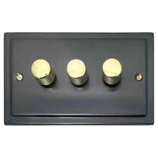 G&H TBB523-PB Trimline Plate Black Bronze 3 Gang 2 Way LED Dimmer Switch