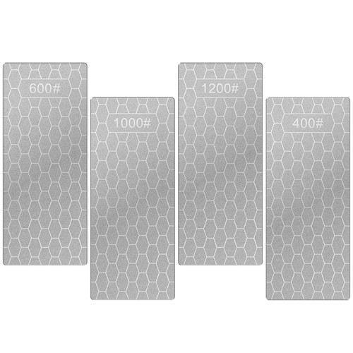 4 Piece Diamond Sharpening Stone Set, Honeycomb Surface Whetstone with Non-Sl...