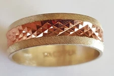 Hand Crafted Wide 2 Tone Copper Ring~Shimmering Mystic Pyramid~ Copper Healing