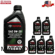 5 Pack OEM Genuine Toyota Synthetic Motor Oil 00279-0WQTE-01 SAE 0W-20