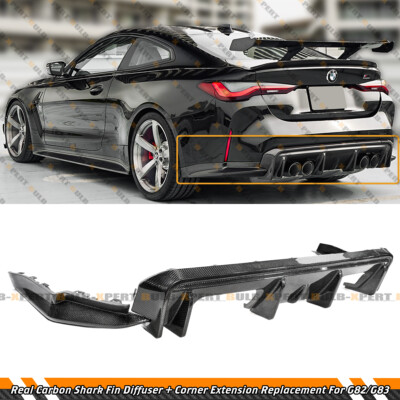 For 21-26 BMW G82 G83 M4 3D Style Carbon Fiber Rear Diffuser + Corner Extension