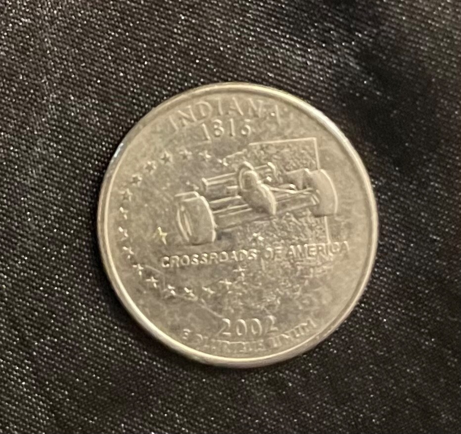 Indiana Coin 2002 Indiana State Quarter Cent Coin From US 25 Cents Crossroads 1816 ...