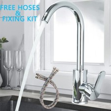 Modern Kitchen Sink Mixer Tap 360° Swivel Spout Monobloc Single Lever Tap Chrome