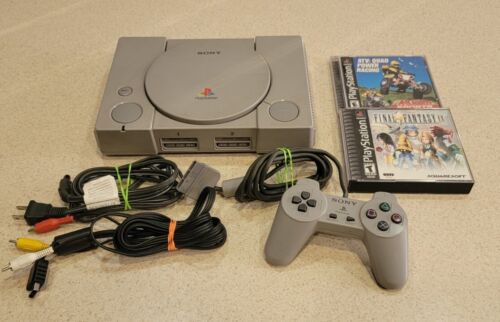 Sony PlayStation 1 PS1 Console SCPH-5501 with 1 Controller -Cables & 2 Games