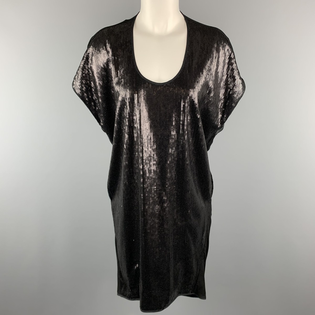 RAG BONE Size Black Lyocell Blend Sequined Draped Tunic